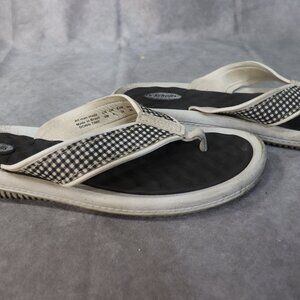 Dr Scholls Men's Grendene Down Time White Black Plaid Flip Flop Thongs Size 9M